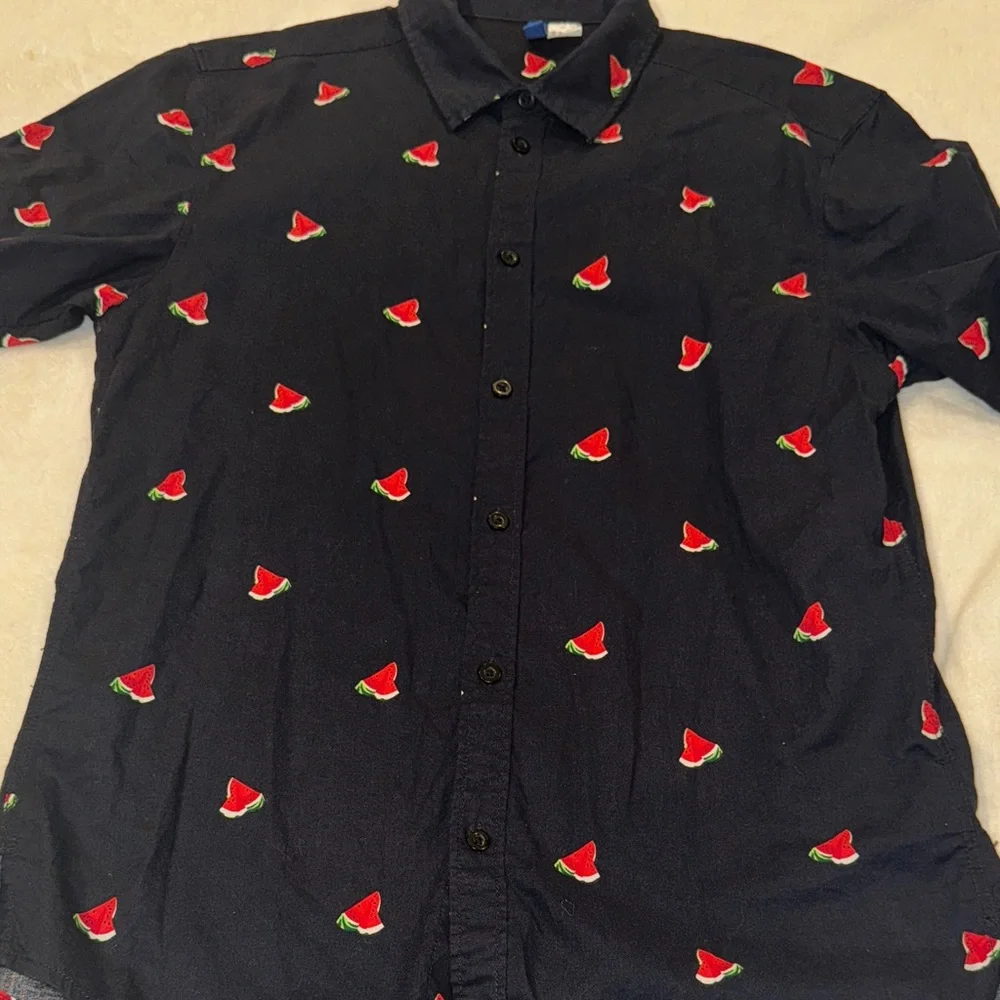 Divided Blue Shirt with Red Watermelon Pattern. Size Small - Picture 7 of 8